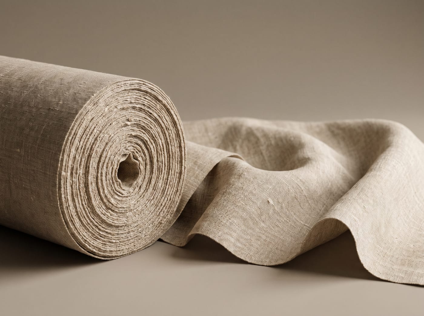 Pure linen in natural flax colour, an open weave with pronounced slubs