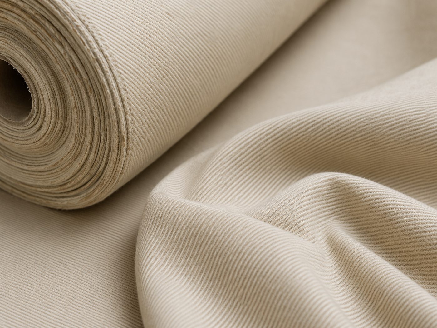 Cotton twill and drill fabric rolls